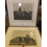 Two coloured Engravings of Churches in London by Robert Wilkinson