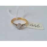 Attractive diamond ring with diamond shoulders set in 18ct gold size K 2.7g inc