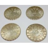 Austria four Silver 25 Shilling commems 1956,57,58,60 A-uncirculated