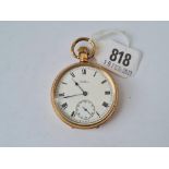 A gents rolled gold Keyless pocket watch