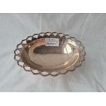 A oval dish with pieced rim 6 inches wide Sheffield by HA