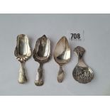 A four various Dutch caddy spoons