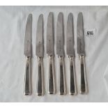 A set of six dinner knifes with steel blades by William turner, Sheffield
