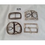 Four Georgian silver buckles with beaded decoration e.t.c ( one foreign )