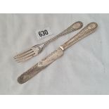 A Victorian christening spoon and fork Sheffield 1878 Martin Hall & Co