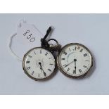 Two silver ladies fob watches - 1 x cracked dial