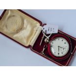 A cased silver pocket watch with Albert