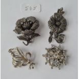 A marcasite & paste brooches