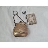 A foliage engraved vesta case Birmingham 1904 and a small purse with chain