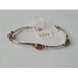 A silver & amber bracelet