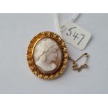 A smaller cameo brooch in 9ct