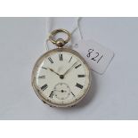 A gents silver pocket watch with seconds dial