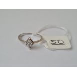 A white gold Lozenge shaped 4 stone diamond ring in 18ct gold - size K - 1.8gms