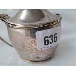 A George III oval mustard pot with Dome cover London 1804 by EM 110 gms excluding opaque glass liner