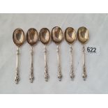 A set of six apostle topped coffee spoons with mask angel head stems Sheffield 1924 by HA 93 grms