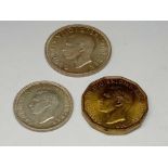 Threepence, Sixpence and 1941 Scottish Shilling all BU