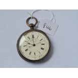 A silver chronograph pocket watch by W Lockwood