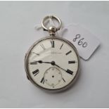 A gents silver pocket watch by Kuss & Co. - no seconds dial hand