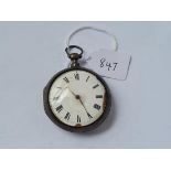 A silver pear cased pocket watch by Henry Lemmon of London - (slight damage to face)