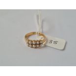 AN ANTIQUE RING SET WITH PEARLS & ROSE DIAMOND IN 18CT GOLD - MARKED B'HAM 1905 - size K