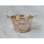 A Victorian Scottish butter tub with two reeded bands Edinburgh 1862 by J & WM 5 1/2 inches over