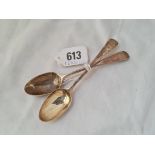 A pair of George III bottom marked tea spoons by TC circa 1770