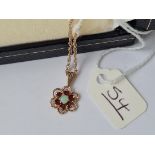 A opal & garnet pendant on a 9ct chain to make earrings in lot 53