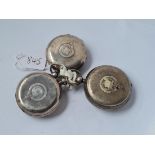 Three gents silver pocket watches - including one large example