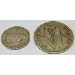 Irish Half Crown 1934 & Shilling 1941