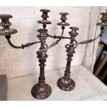 A pair of regency period tree like candelabra 24 inches high