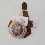 A gents wrist watch by MONTINE with purple dial, seconds sweep & calendar aperture