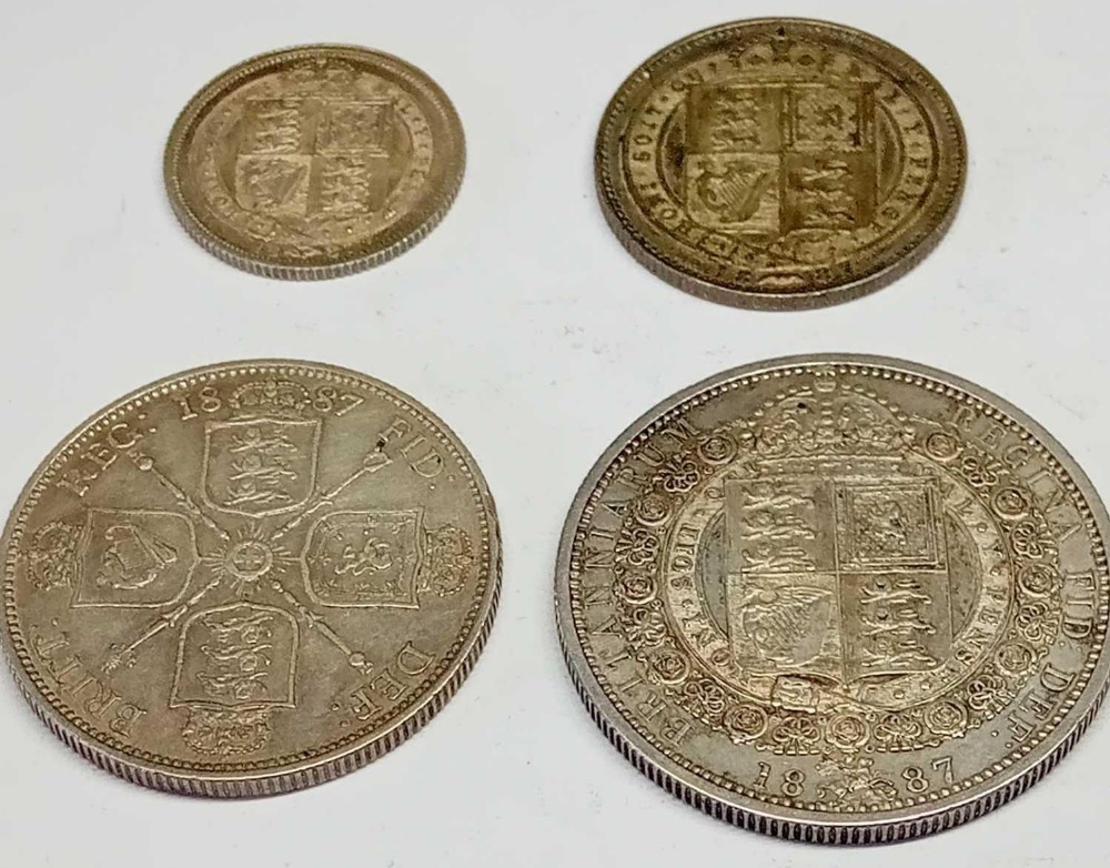A 1887 Halfcrown Florin Shilling and Sixpence - Image 2 of 2