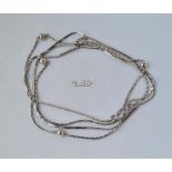 Two continental silver long fancy chains - 42.5gms