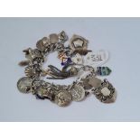 A silver charm bracelet - 80gms