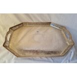 A good octagonal bright cut engraved tray with pieced sides 22 inches wide