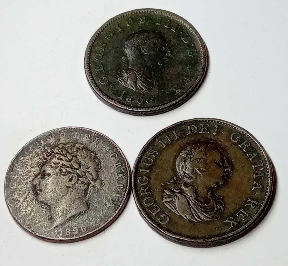 A Georgian Halfpenny 1799 and 2 others