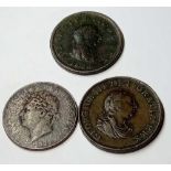 A Georgian Halfpenny 1799 and 2 others