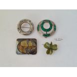 Three Scottish brooches & 1 silver & agate example