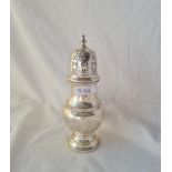 A baluster shaped sugar caster with a Celtic style girdle 7 inches high B'ham 1961 160 gms