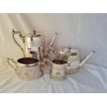 A four piece oval Victorian tea and coffee set