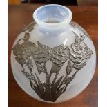 A D'Argyl glass jar with overlay pewter decorations