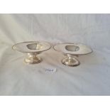 A pair of circular dishes each on spreading foot 4 inches dia B'ham 1932 86 gms