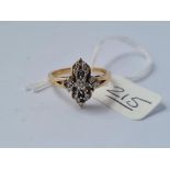 A diamond ring in 9ct - (some stones missing) - size N - 2.7gms