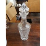 A cut crystal glass decanter & stopper