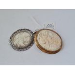 TWO ATTRACTIVE CAMEO BROOCHES