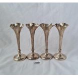 A set of 4 Edwardian spill vases with trumpet shaped stems 5 1/2 inches high London 1900 by HW&Co