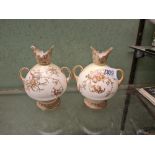 A pair of Doulton Burslem two handle vases - 5.5" high