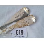 A pair of George III fiddle pattern table spoons London 1910 by RC,GS 158 gms