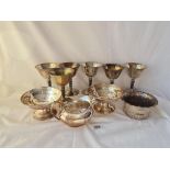 Six wine goblets and jug etc.