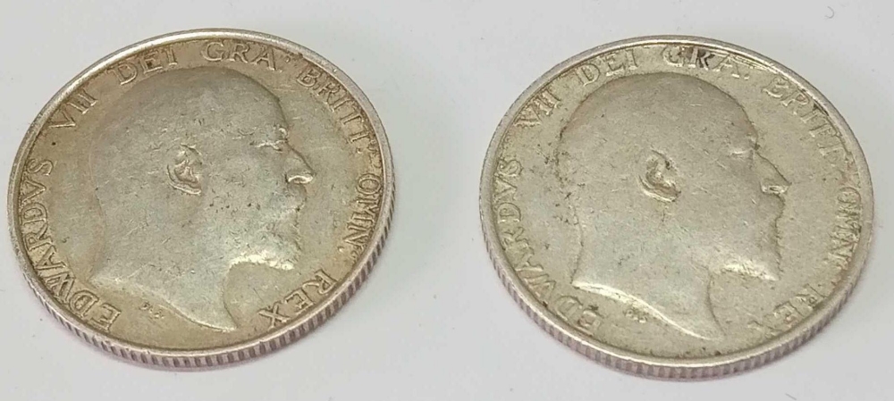 1902 and 1910 first and last Shillings of Edward VII
